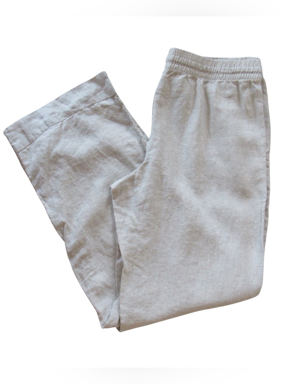 LL Bean Womens Premium Washable Linen Pull On Pants 8 Drawstring Pockets Relaxed